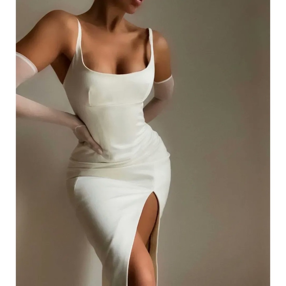 House of CB Casimira Satin Corset Midi Dress